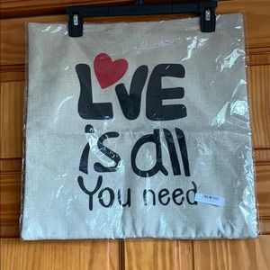 Love Is All You Need 17” Tan Burlap Pillow Cover